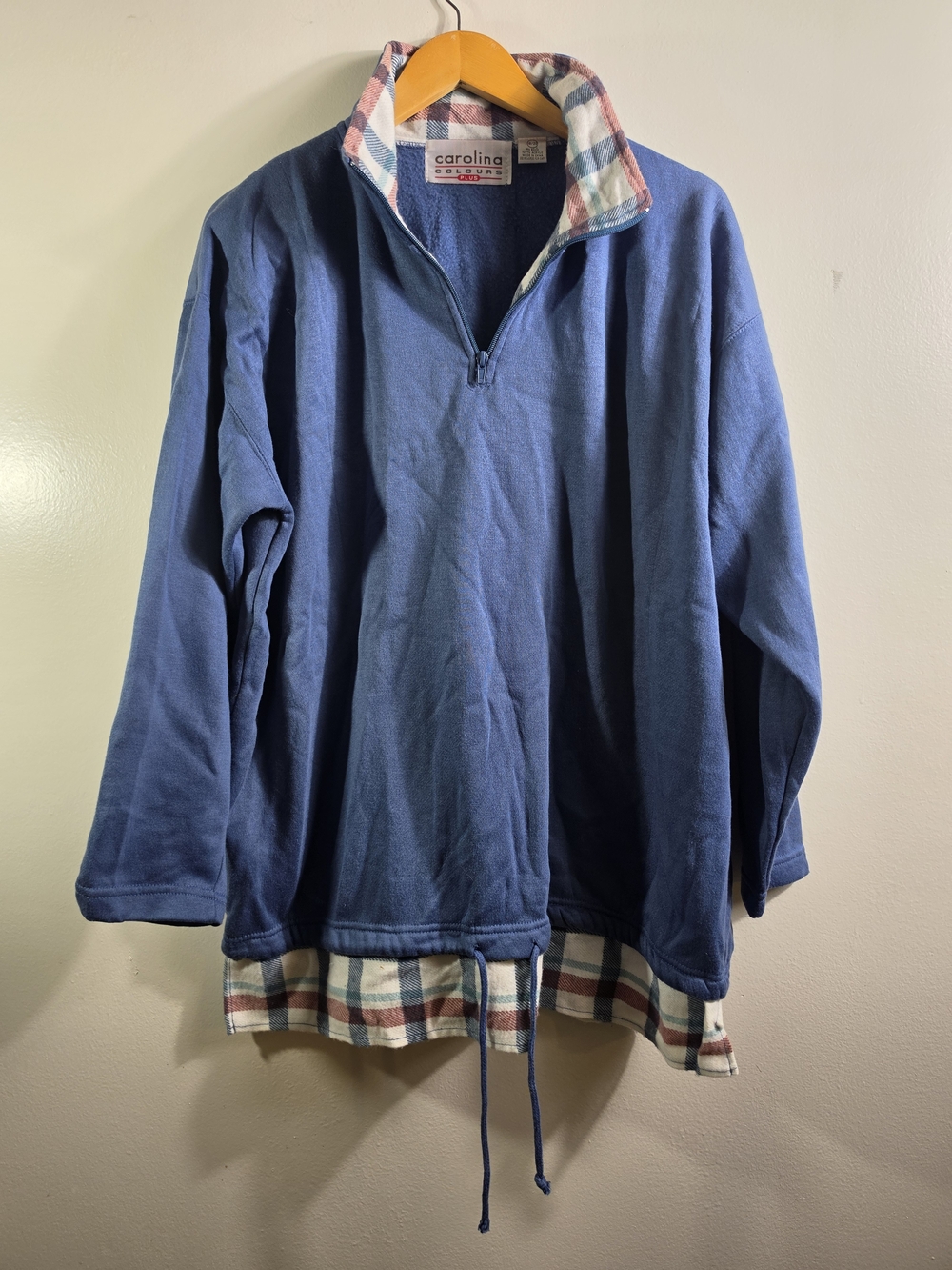 Vintage Carolina Colours Plus Plaid Quarter-Zip Pullover - Size 18/20